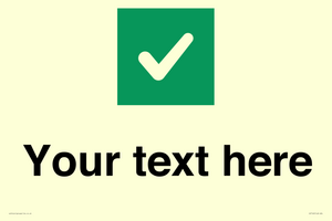 Custom plain background, green square with tick sign